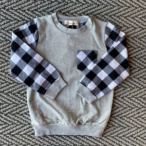 Little kids unisex plaid crewneck